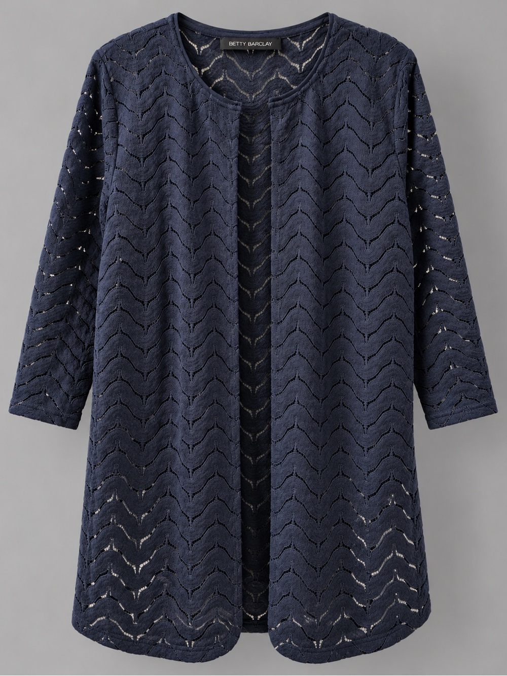 Betty Barclay Long Openwork Cardigan Jacket Navy US 14 NWT
